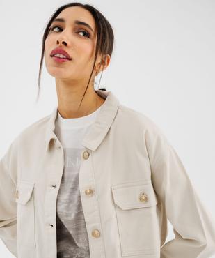 Veste en jean coloré large et courte femme vue2 - GEMO 4G FEMME - GEMO