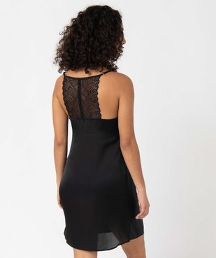 Nuisette femme en matière satinée et dentelle à fines bretelles vue3 - GEMO(HOMWR FEM) - GEMO