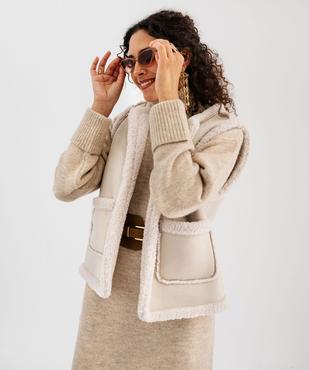 Veste sans manches en suédine et doublure sherpa femme vue1 - GEMO(FEMME PAP) - GEMO