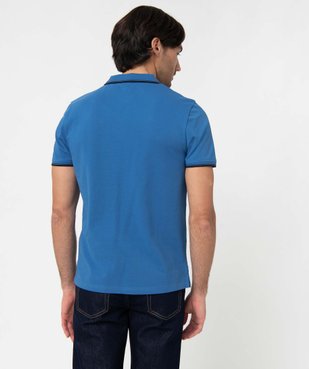 Polo homme à manches courtes et finitions contrastantes vue3 - GEMO (HOMME) - GEMO