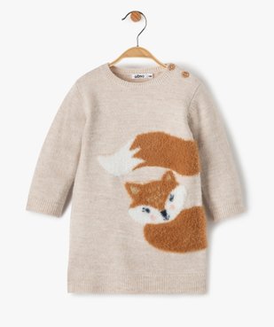 Robe bébé fille en maille avec motif peluche vue1 - GEMO(BEBE DEBT) - GEMO