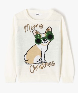 Pull de Noël fille à motif fantaisie en sequins brillants vue2 - GEMO (ENFANT) - GEMO