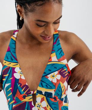 Maillot de bain une pièce fleuri avec mousses amovibles femme vue2 - GEMO (PLAGE) - GEMO