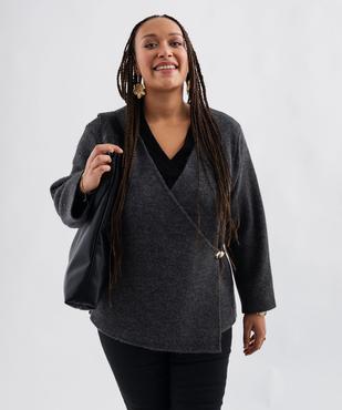 Gilet en grosse maille fermeture croisée femme grande taille vue1 - GEMO (G TAILLE) - GEMO