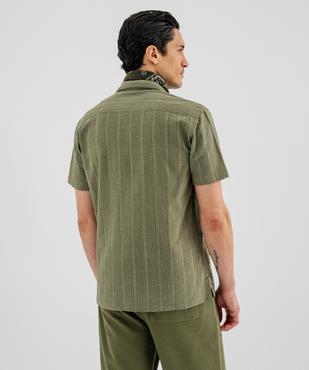 Chemise à manches courtes et col cubain en coton gaufré homme vue3 - GEMO 4G HOMME - GEMO