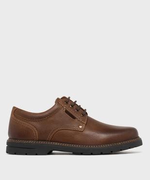 Derbies en cuir casual à semelle crantée homme - Tanéo vue1 - TANEO - GEMO