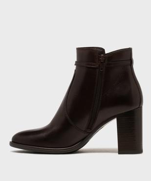 Boots en cuir à talon et bout amande femme - Tanéo vue3 - TANEO - GEMO