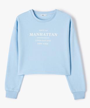 Sweat fille crop top en jersey molletonné imprimé vue1 - GEMO (JUNIOR) - GEMO