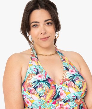 Maillot de bain femme grande taille à motifs exotiques vue3 - GEMO 4G FEMME - GEMO