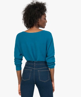 Pull femme en maille côtelée à manches chauve-souris vue3 - GEMO(FEMME PAP) - GEMO