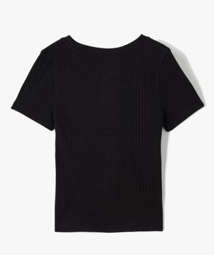 Tee-shirt fille en maille côtelée avec cordons coulissant sur l’avant vue3 - GEMO (JUNIOR) - GEMO