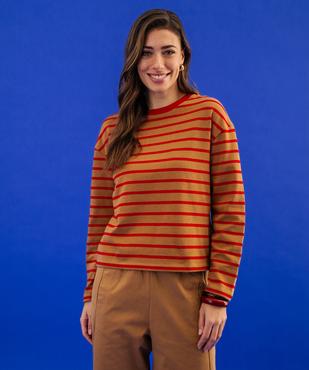 Tee-shirt manches longues rayé en maille femme vue6 - GEMO(FEMME PAP) - GEMO