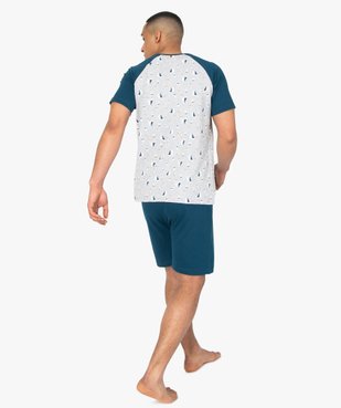 Pyjashort homme en coton stretch motif bateau vue3 - GEMO(HOMWR HOM) - GEMO