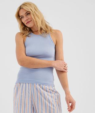 Débardeur lingerie en maille côtelée femme vue2 - GEMO(HOMWR FEM) - GEMO