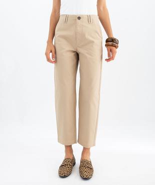 Pantalon en coton stretch coupe carotte femme vue1 - GEMO 4G FEMME - GEMO