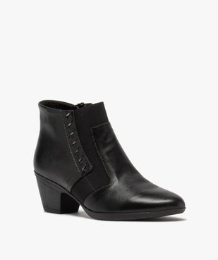 Boots femme confort à talon dessus cuir vue2 - GEMO (CONFORT) - GEMO