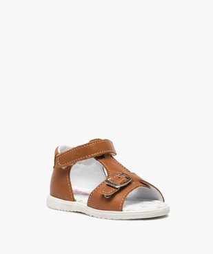 Sandales bébé en cuir uni ajustables - Bopy vue2 - BOPY - GEMO