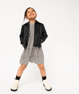 Blouson zippé look rock à doublure duveteuse fille vue6 - GEMO (ENFANT) - GEMO