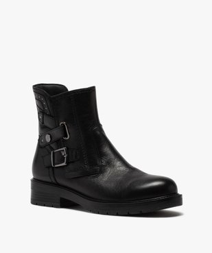 Boots femme à talon plat style motard unis fermeture zippée vue2 - GEMO (CASUAL) - GEMO