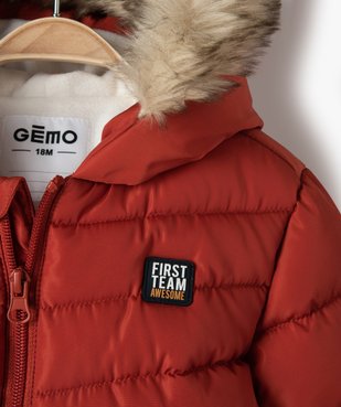Blouson bébé garçon matelassé à capuche chaude vue2 - GEMO(BEBE DEBT) - GEMO