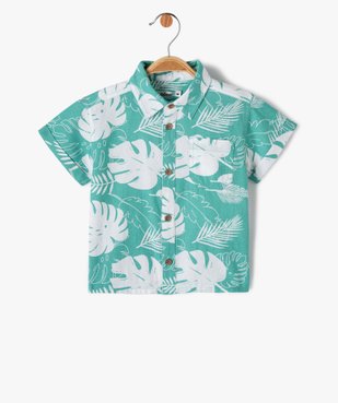 Chemise à manches courtes en coton/lin imprimée bébé garçon vue1 - GEMO(BEBE DEBT) - GEMO