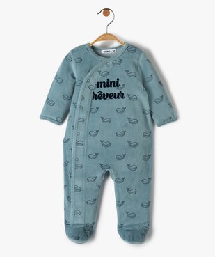 Pyjama dors bien bébé garçon en velours ouverture devant  vue1 - GEMO(BB COUCHE) - GEMO