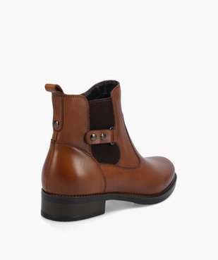Boots femme à talon plat dessus cuir style Chelsea - Tanéo vue5 - TANEO - GEMO