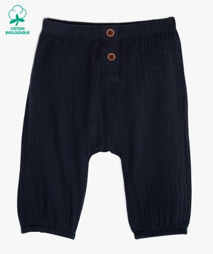 Pantalon bébé confort en lange 100% coton biologique vue1 - GEMO C4G BEBE - GEMO