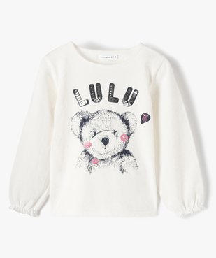 Tee-shirt fille avec motif et sequins brodés – Lulu Castagnette vue1 - LULUCASTAGNETTE - GEMO