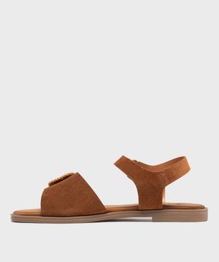 Sandales en cuir suédé à boucle fantaisie femme - Tanéo vue3 - TANEO - GEMO