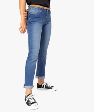 Jean femme coupe Regular avec ceinture amovible vue1 - GEMO(FEMME PAP) - GEMO