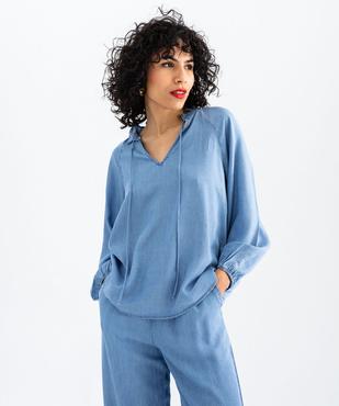 Blouse à manches longues en Lyocell femme  vue1 - GEMO 4G FEMME - GEMO