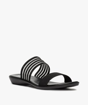 Mules femme à strass et larges brides élastiquées vue2 - GEMO (CASUAL) - GEMO