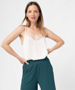 Débardeur femme à fines bretelles et empiècement dentelle vue2 - GEMO(FEMME PAP) - GEMO