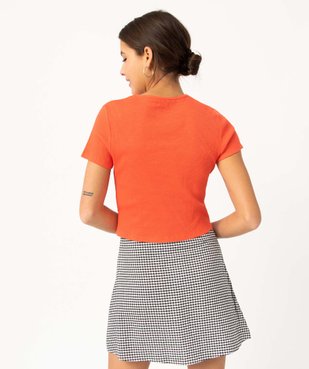 Tee-shirt femme à manches courtes en maille côtelée vue3 - GEMO(FEMME PAP) - GEMO
