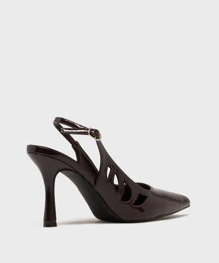 Escarpins slingback vernis à talon fin et détails ajourés - Follow Me vue4 - FOLLOW ME - GEMO