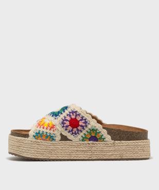 Mules ouvertes en textile à semelle plateforme femme vue3 - 5 MILES - GEMO