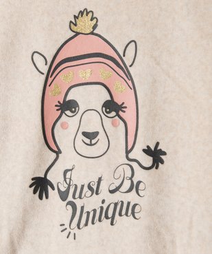 Pyjama fille velours motif lapin à paillettes dorées vue2 - GEMO (ENFANT) - GEMO