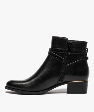 Boots femme unis à talon carré et finitions métallisées vue3 - GEMO (CASUAL) - GEMO