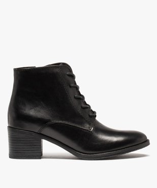 Boots femme à talon dessus cuir uni fermeture lacets vue1 - GEMO(URBAIN) - GEMO