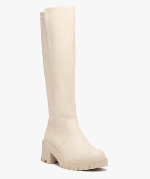 Bottes femme unies à talon large avec tige souple montante vue2 - GEMO(URBAIN) - GEMO