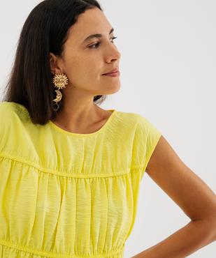 Blouse sans manches en viscose froissé à taille marquée femme vue4 - GEMO 4G FEMME - GEMO