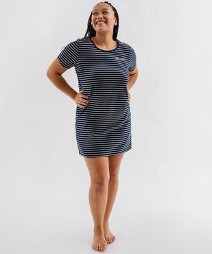 Chemise de nuit en jersey rayé femme grande taille vue1 - GEMO 4G FEMME - GEMO