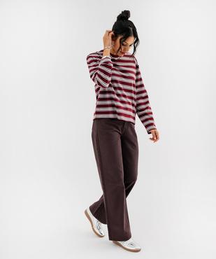 Pantalon wide leg à taille haute en coton femme vue1 - GEMO 4G FEMME - GEMO