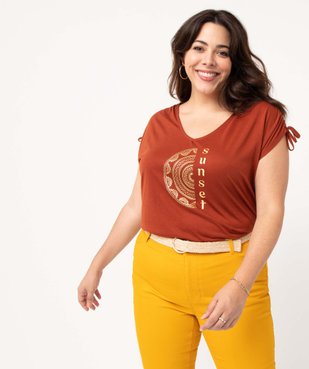 Tee-shirt femme grande taille loose en maille fluide vue1 - GEMO (G TAILLE) - GEMO