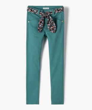 Pantalon fille slim avec ceinture à nouer fleurie - LuluCastagnette vue2 - LULUCASTAGNETTE - GEMO