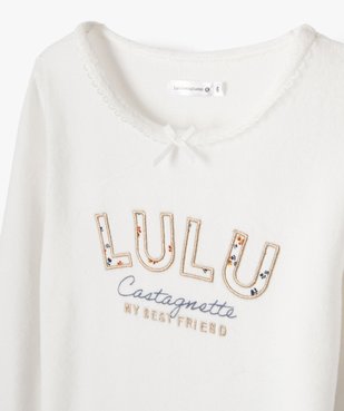 Pyjama en velours avec broderies scintillantes fille - LuluCastagnette vue2 - LULUCASTAGNETTE - GEMO