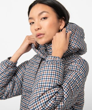 Blouson matelassé femme à carreaux avec capuche vue2 - GEMO(FEMME PAP) - GEMO