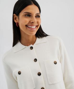 Cardigan à col polo avec poches poitrine femme vue2 - GEMO 4G FEMME - GEMO