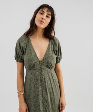 Robe longue à manches courtes en viscose imprimée femme vue2 - GEMO 4G FEMME - GEMO
